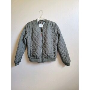 Ashley By 26 International Outer Wear Jacket Army Green Quilted Zip Pockets L